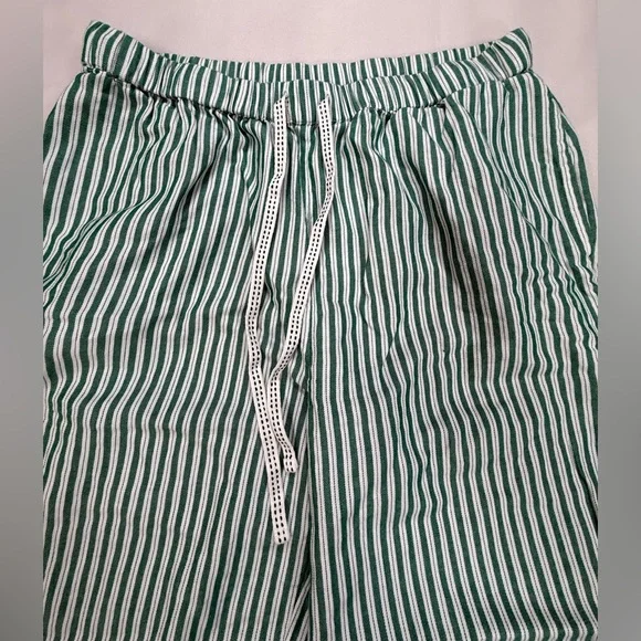Rachel Ashwell Green Striped Cotton Pajama Set with Lace Trim -Women's Sleepwear - Picture 10 of 16